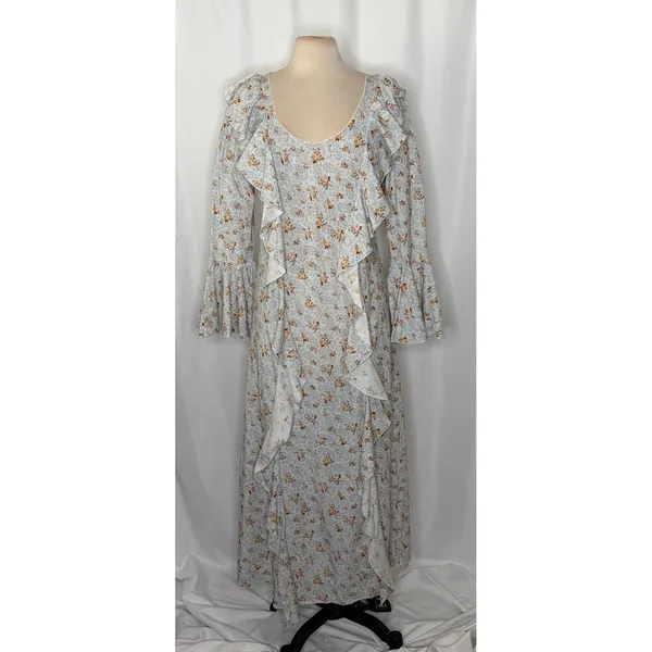 SPELL & THE GYPSY Fleur Frill Bias Maxi Dress Teapot Blue Floral‎ Bohemian Large - Image 2