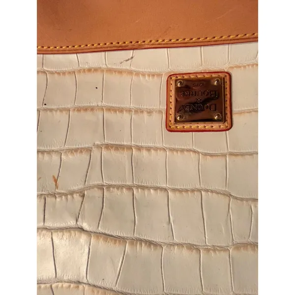Dooney & Bourke Womens Satchel White Leather Croc Zip Zip Satchel Dome Bag - Image 5