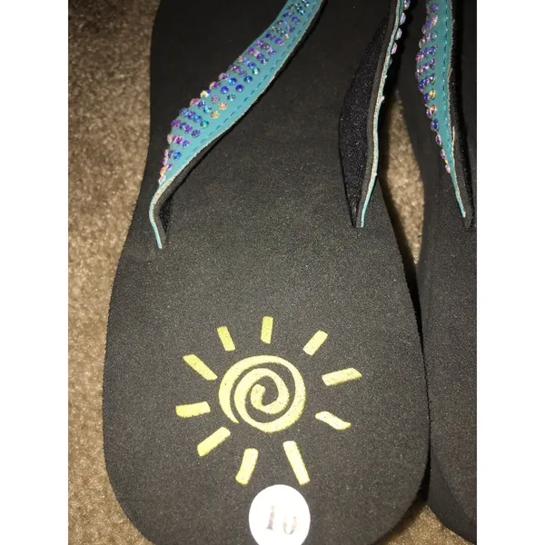 Women's Multicolor & Black Fashion Flip Flops Thong Shoes Size 10 - Image 4