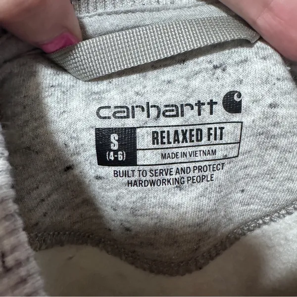 Carhartt Relaxed Fit Women’s Crewneck Sweatshirt Gray Logo Small - Image 8