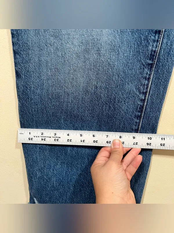 FRAME High N Tight Wide Leg Crop Distressed Hem Lomina Denim Jeans Women's 28 - Image 5