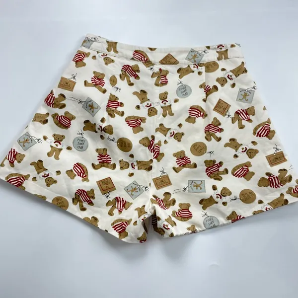 Teddy Bear Print‎ Shorts Christmas Lace Twee High Waisted Women Lace Cream - Image 2