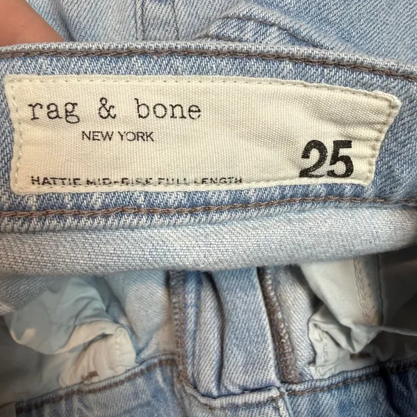 Rag &‎ Bone Hattie Mid Rise Full Length Straight Leg Jeans Light Wash Size 25 - Image 6