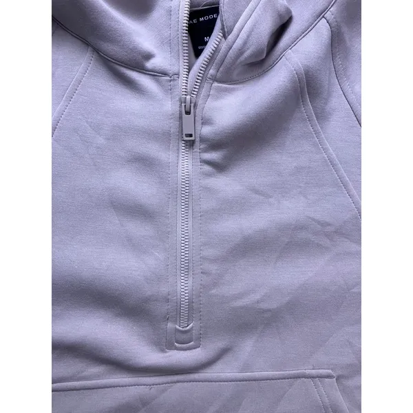 Rae Mode Hoodie Women M Beige‎ 1/4 Zip Scuba Pullover Soft Luxury - Image 5