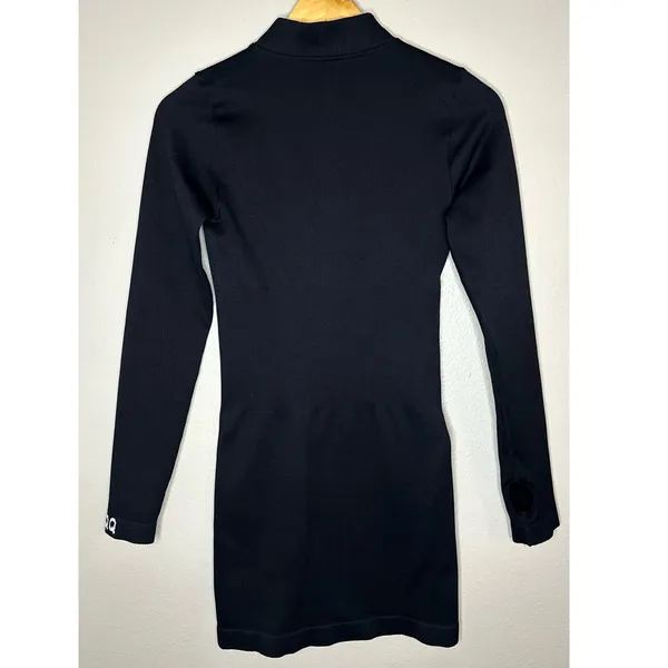 OQQ Fitted Black Mock Neck Long Sleeve Mini Dress Thumbholes - Image 3