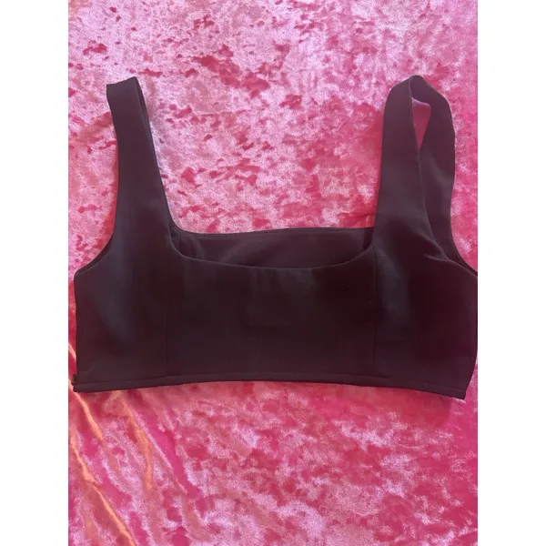Princess Polly Black Square Neck Crop Top Bra Chic Classic Modern Women's Size 2 - Image 5
