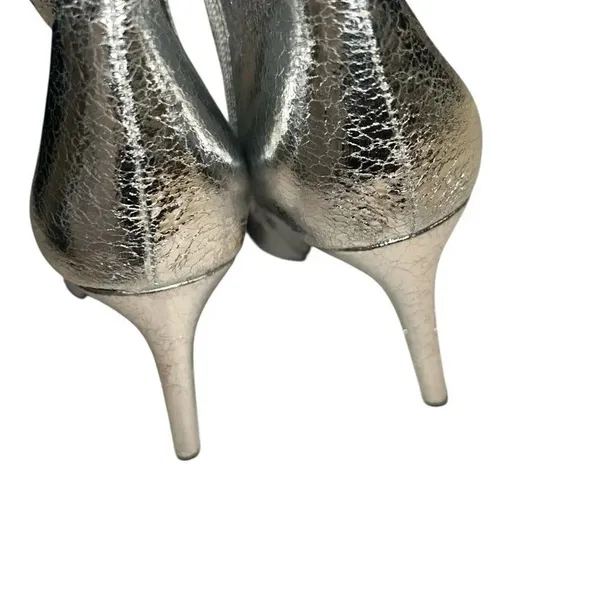 Mia Cracked Silver Metallic Stiletto Heel Dress Boots(Size 7M) - Image 5
