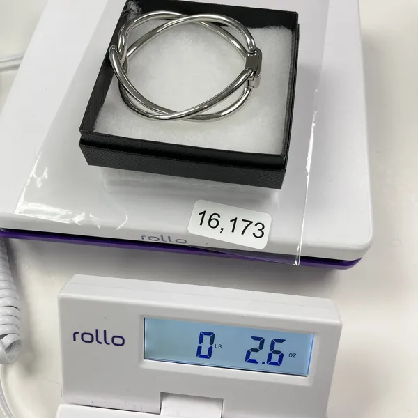 Michael Kors Silver Tone Knot Bracelet Hinged Bangle Signed Minimalist Statement - Image 10