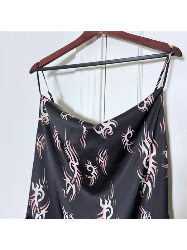 Urban Outfitters Black Slinky Silky Satin Mini Slip Mallory Dress Large Cyber - Image 3