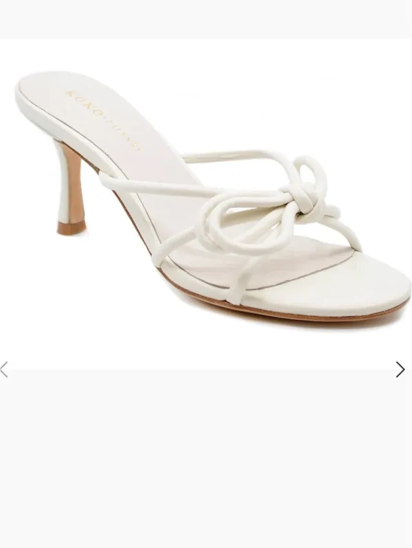KOKO + Palenki “Barely Ice” Leather String Bow Slide Heels – Nude/Ice – Size 8 - Image 3