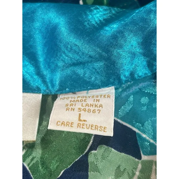 Victoria’s Secret Satin Pajama Set L Gold Label Teal Button Top & Shorts 90s VTG - Image 7