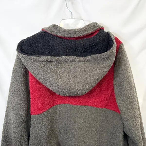 Susan Graver Plus Size 1X Coat‎ Colorblock Fleece Hooded Pea Red Grey Black A - Image 6