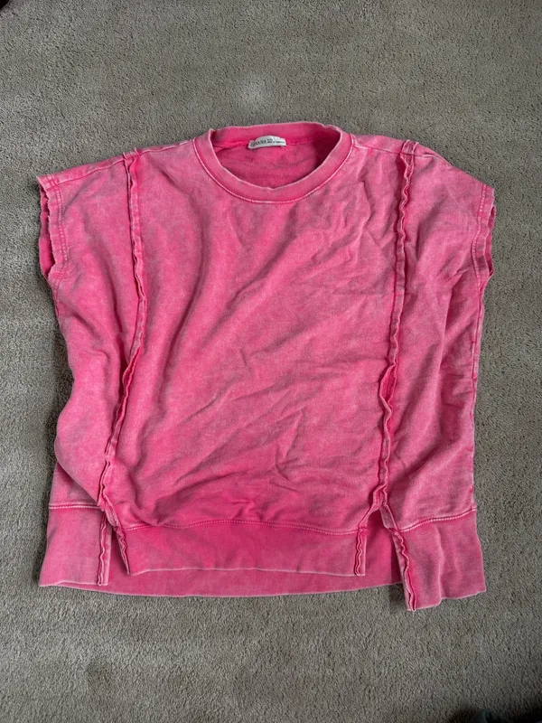 Zenana Pink Washed Oversized Sweatshirt – S/M - Image 2