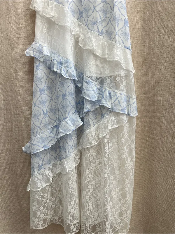 Coquette Printed Lace Mixed Ruffle Maxi Dress Small - Image 10