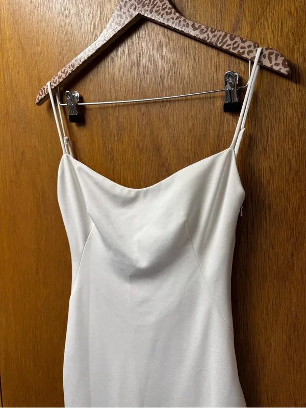 Katie May Pretty Bird Sleeveless Cowl Draped Back Dress Ivory White Small Bridal - Image 11