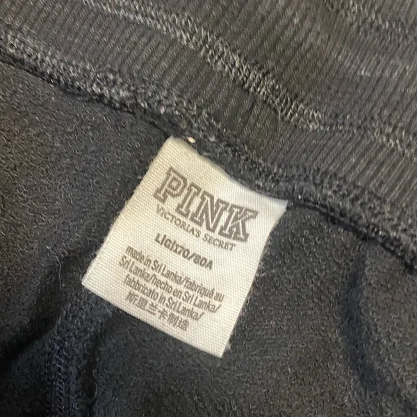 PINK Victoria's Secret Black Sweatpants with Pink Logo- Latge - Image 2