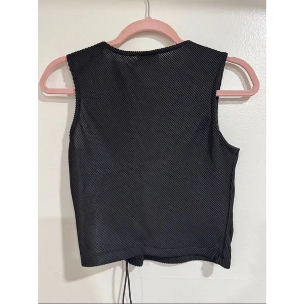 Princess Polly Black Lace-Up Ribbed Cropped Tank EUC - Image 3