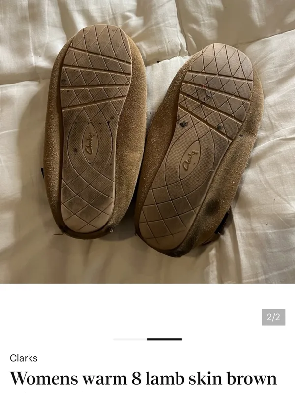 Clarks Women's Brown Suede Moccasins with Cream Faux-Fur Trim - Image 2