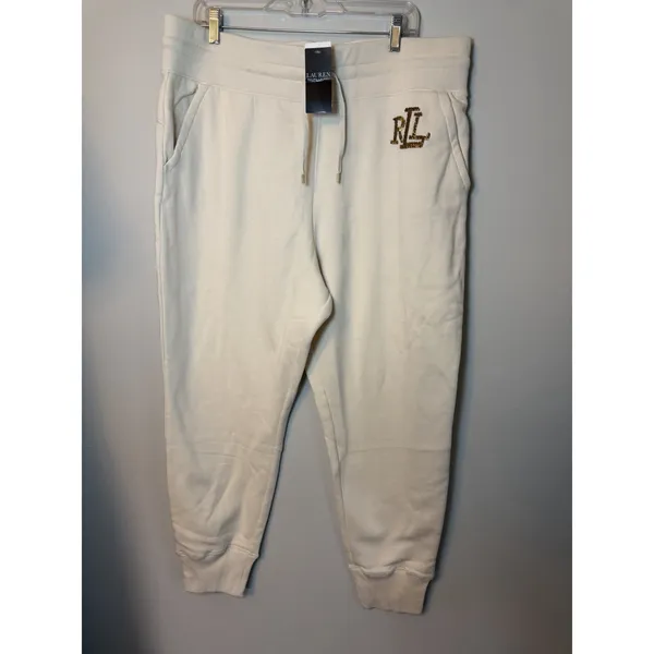 Lauren Ralph Lauren Women's Cream Jogger Drawstring Logo Sz XXL NWT $145 - Image 5