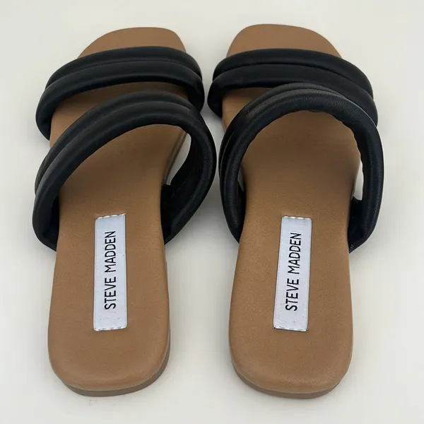 NWOT Steve Madden Wizen Black Strap Slip On Sandals in Women’s Size 7 - Image 2