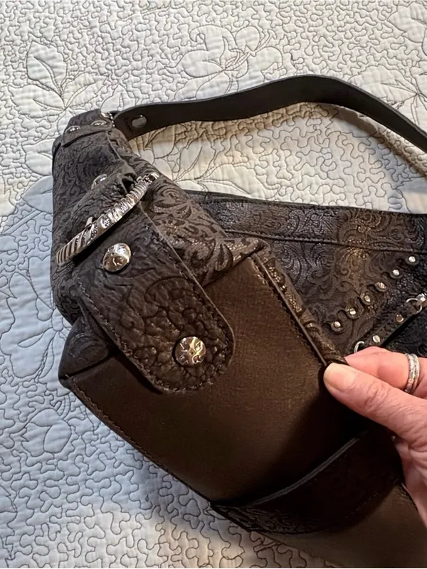 ♨️NWT Patricia Nash Lancaster Tooled Leather Studded Western Buckle Tote Bag❤️ - Image 10