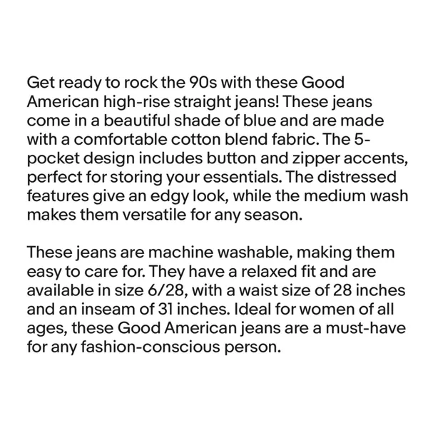 Good American Jeans New Good Blue 90’s Icon Sz 28 - Image 5