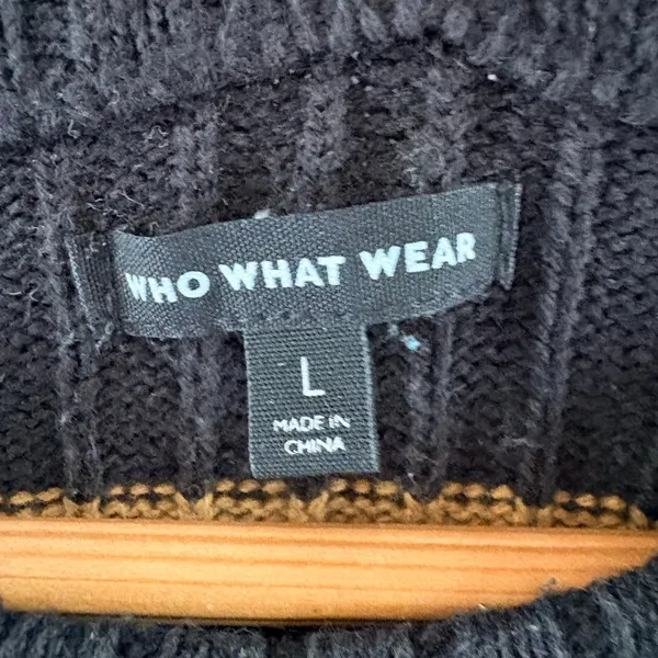 Who What Wear Black Striped Ribbed Knit Sweater Bell Cuffs Large - Image 9
