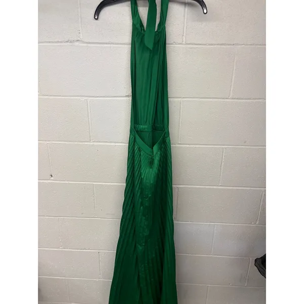 L’IDEE Sz10 Emerald Green Pleated Satin Halter Renaissance Cocktail Evening Gown - Image 7