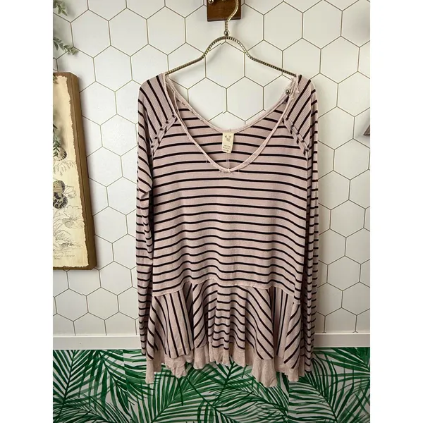 We the Free Pink Striped Tunic Lightweight Long Sleeve Top - Size - Medium - Image 5