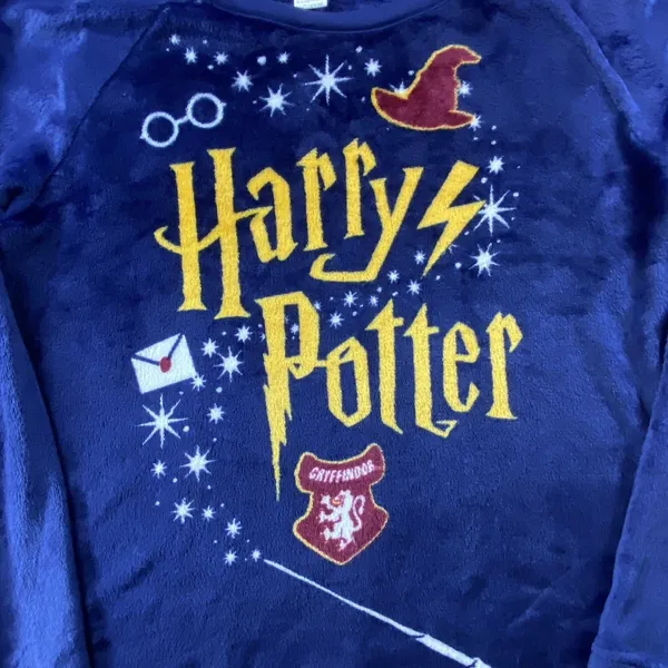 Harry Potter Womens Sleepwear Size XL Blue Logo Sweater Pullover Crewneck - Image 2