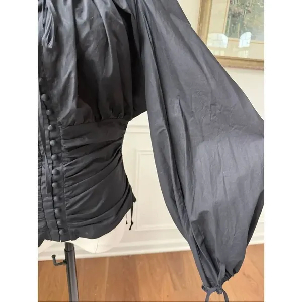 Rye Black Goth Whimsigoth Cottagecore Peasant Blouse Cotton M Black Size M - Image 6