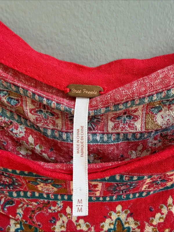 Free People Mandala Tank Red Paisley Festival Top Size Medium - Image 5