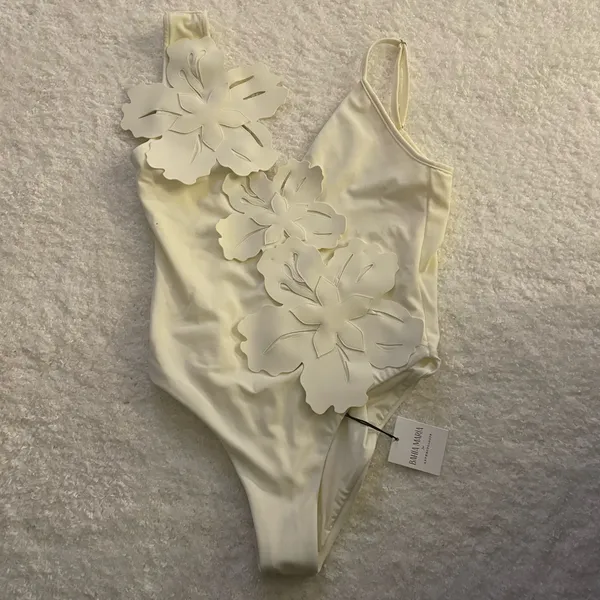 NWT Bahia Maria x Anthropologie Maria Hawaiian White One-Piece Swimsuit. Medium - Image 5