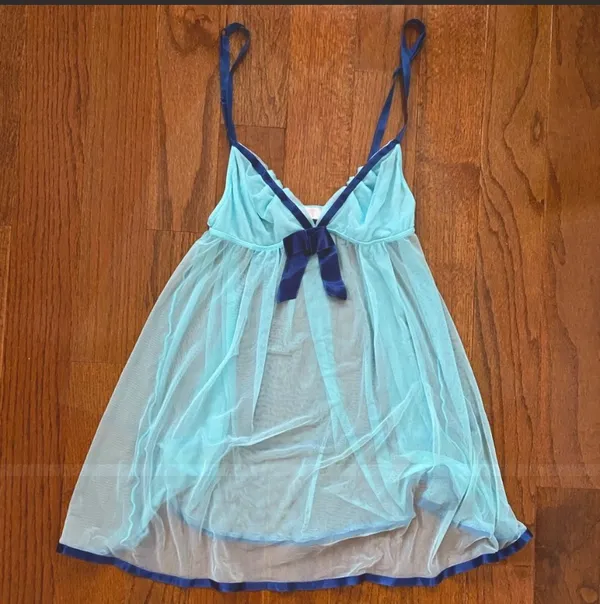 y2k victoria’s secret angels baby blue sheer baby doll chemise / teddy - Image 2