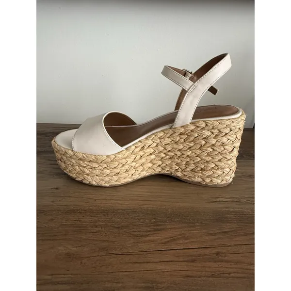 Universal Threads Wedge Sandals Womens 8.5 Cream White Espadrille Platform Strap - Image 6