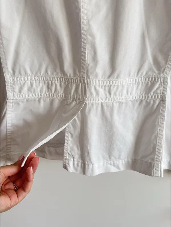 L.L.Bean White Cotton Utility Safari Field Jacket 4 Pocket Button Womens - Image 9