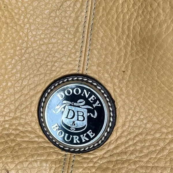 Dooney & Bourke Purse Crescent Mustard Tan Camel Brown Leather Shoulder Handbag - Image 3