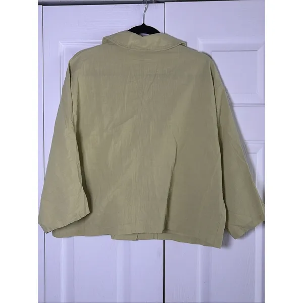 The Lullaby Club Avalon Button Up Shirt Womens Size XS‎ Green Cotton Oversized - Image 4