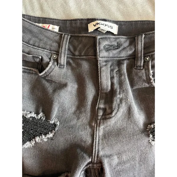 Vigoss Marley Distressed Denim Shorts Faded Black Frayed Hem Size 26 - Image 6