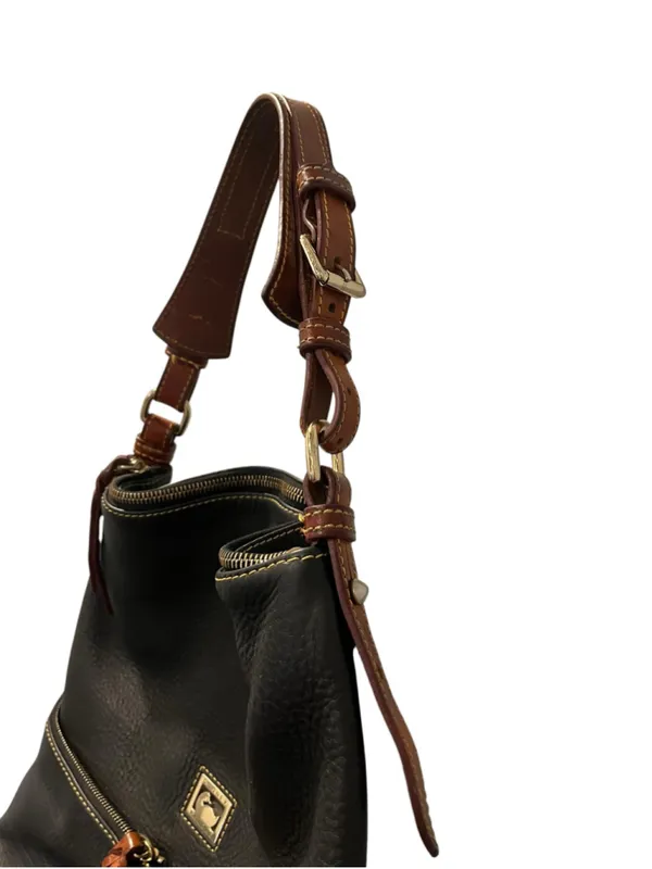 Dooney & Bourke Dillen Black Pebbled Leather Pocket Sac Hobo Shoulder Bag Med - Image 6