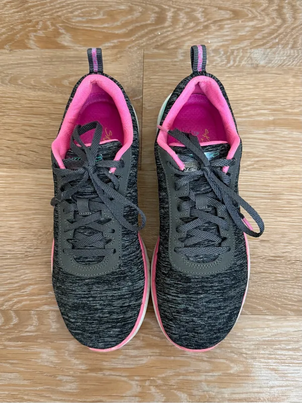Skechers Flex Appeal Gray Pink Athleisure Sneakers, Size 8 - Image 7