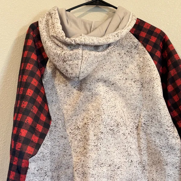 Kansas City Chiefs Hoodie Plaid Sleeve Womens M L NWT Game Day Sweatshirt - Image 8