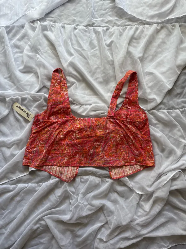 No Boundaries Paisley Tie-Front Woven Cotton Top - Image 8