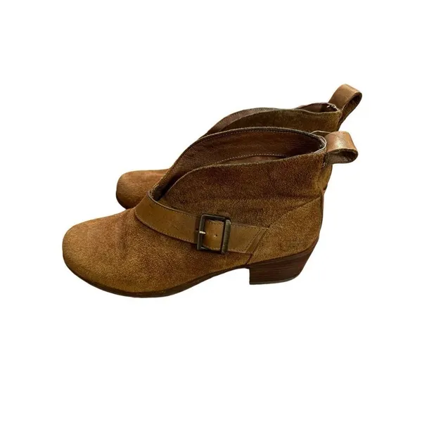 Ugg W Wright Belted Shearling‎ Lined Chestnut Leather Suede Ankle Boots Sz 7 - Image 8