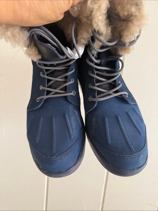 UGG Cecile Navy Blue Leather Sheepskin Duck Boots 1014361K Size 5 - Image 11