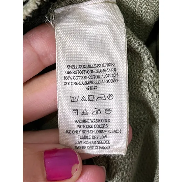 Free People Embellished Military Shirt Jacket Olive Green Embroidered Patch S - Image 6