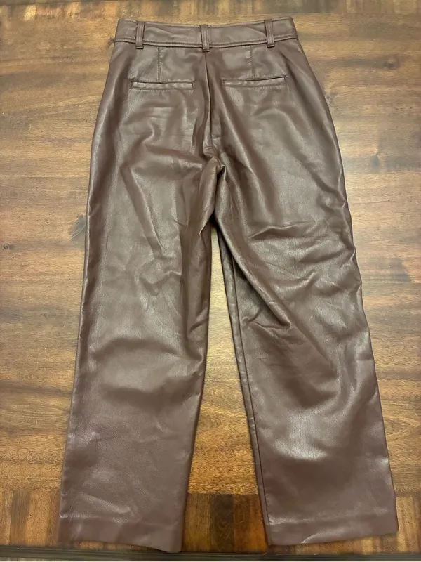 Aritzia Babaton Faux Leather Pants Women’s 2 Brown Straight Leg - Image 3