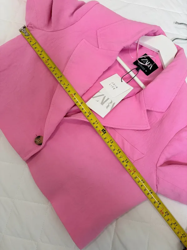 Zara S Pink Cropped Blazer NWT Chic Preppy Minimalist Barbiecore Tailored Jacket - Image 5