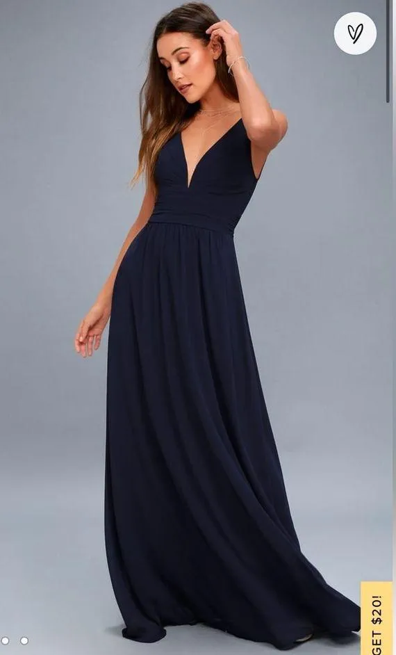 Lulu’s Leading Role Dark Blue Maxi Dress Sz M EUC - Image 3