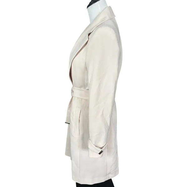 H&M Mid Length Wrap Trench Coat Sz 2 Beige‎ Neutral Chic - Image 3